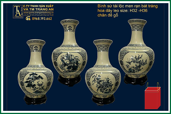 Bình bút lộc dáng tỏi men rạn